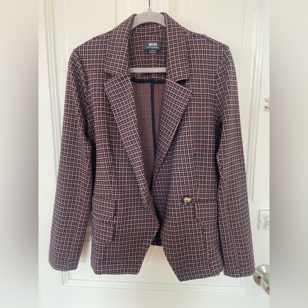Anthropologie Plaid Blazer in Pink, Rust and Black